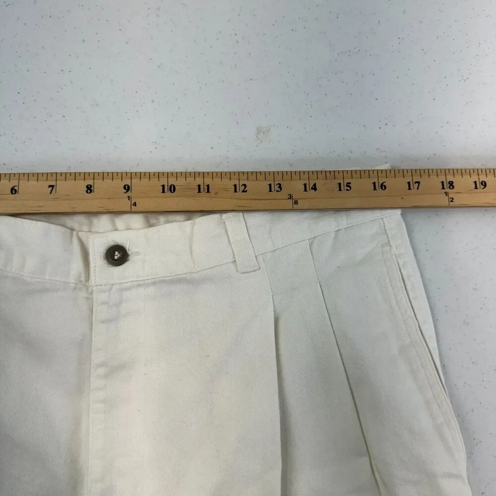 Flyers Men's High Rise Straight‎ Leg Ankle Pant Pleated White Size 36S